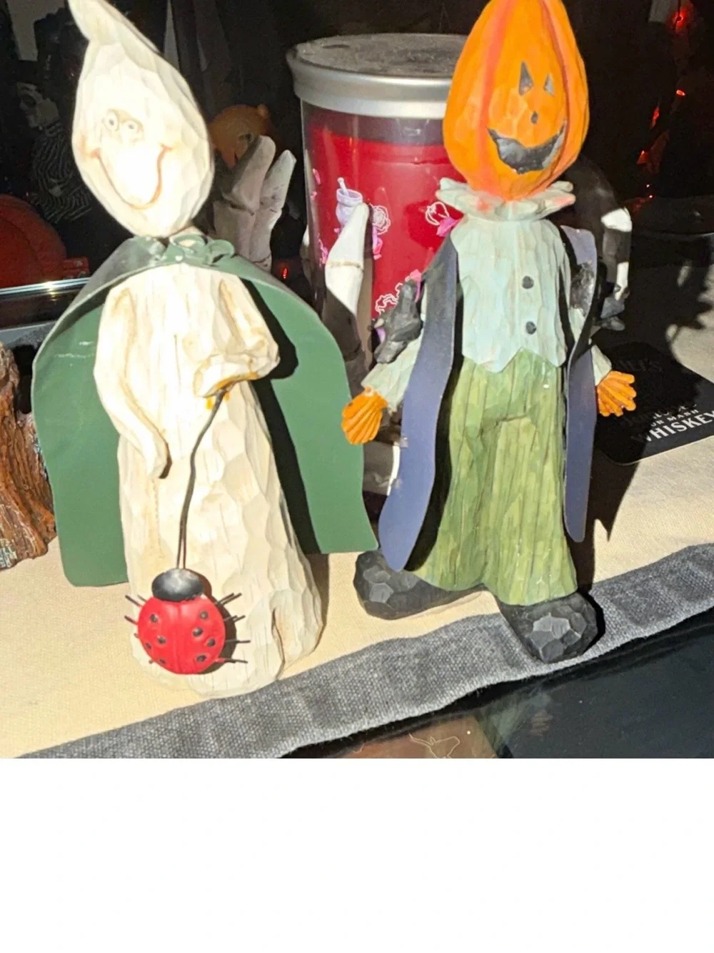 Recollections Orange Pumpkin & Green Cloak Halloween Figurine Set
